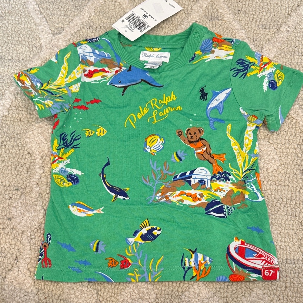 Ralph Lauren Green Ocean Print Tee